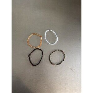 Lot Of 4 Natural Stone Bracelets Assorted Crystals Stretchy